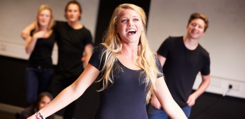 Students Taking Singing Class At Drama College. Student Singing